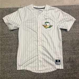 Nike Oregon Ducks "Fighting Duck" Pinstripe Baseball Jersey.